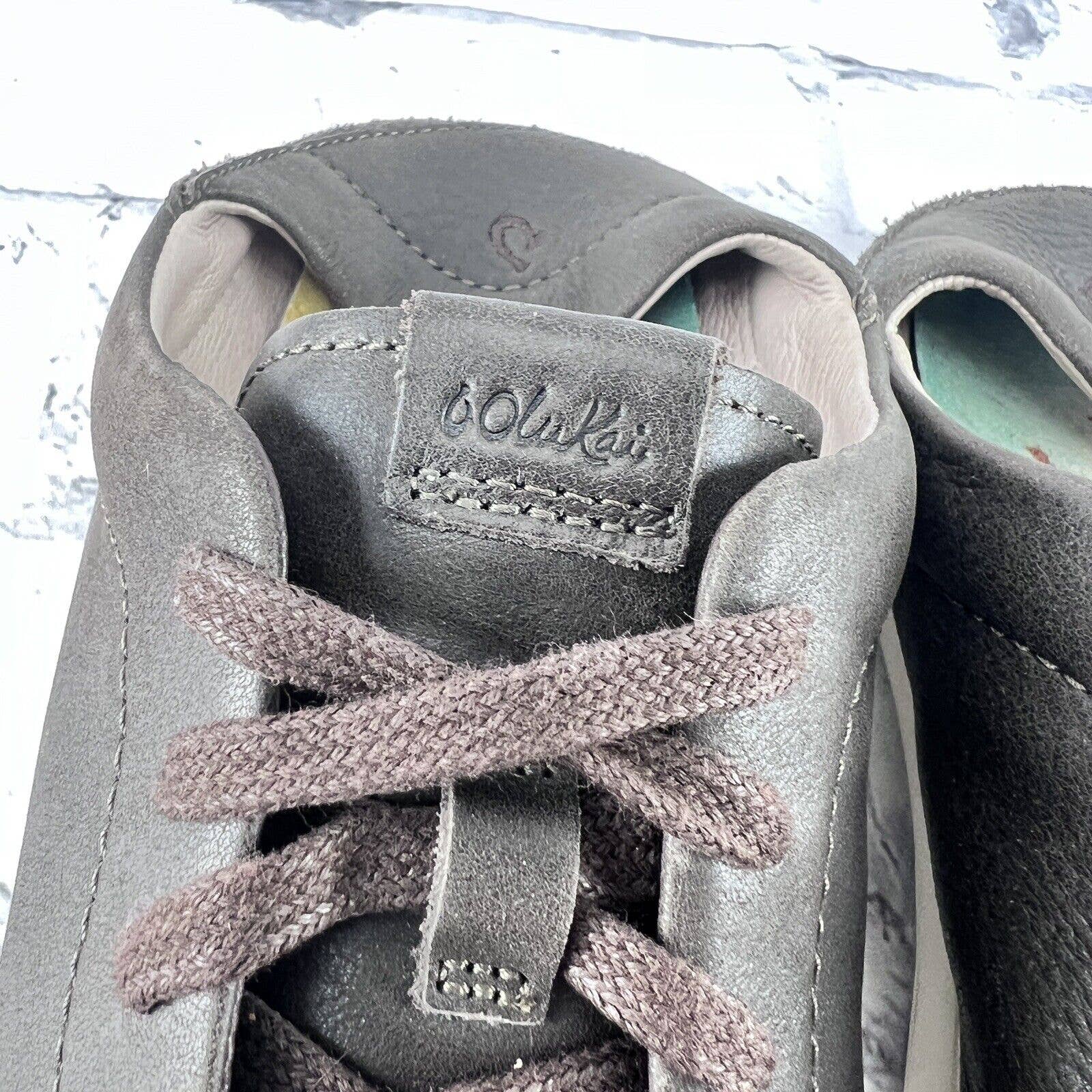 OLUKAI Pehuea Li 'ILI Leather Sneakers Womens Shoes Size 7 Slip On Brown Lace Up