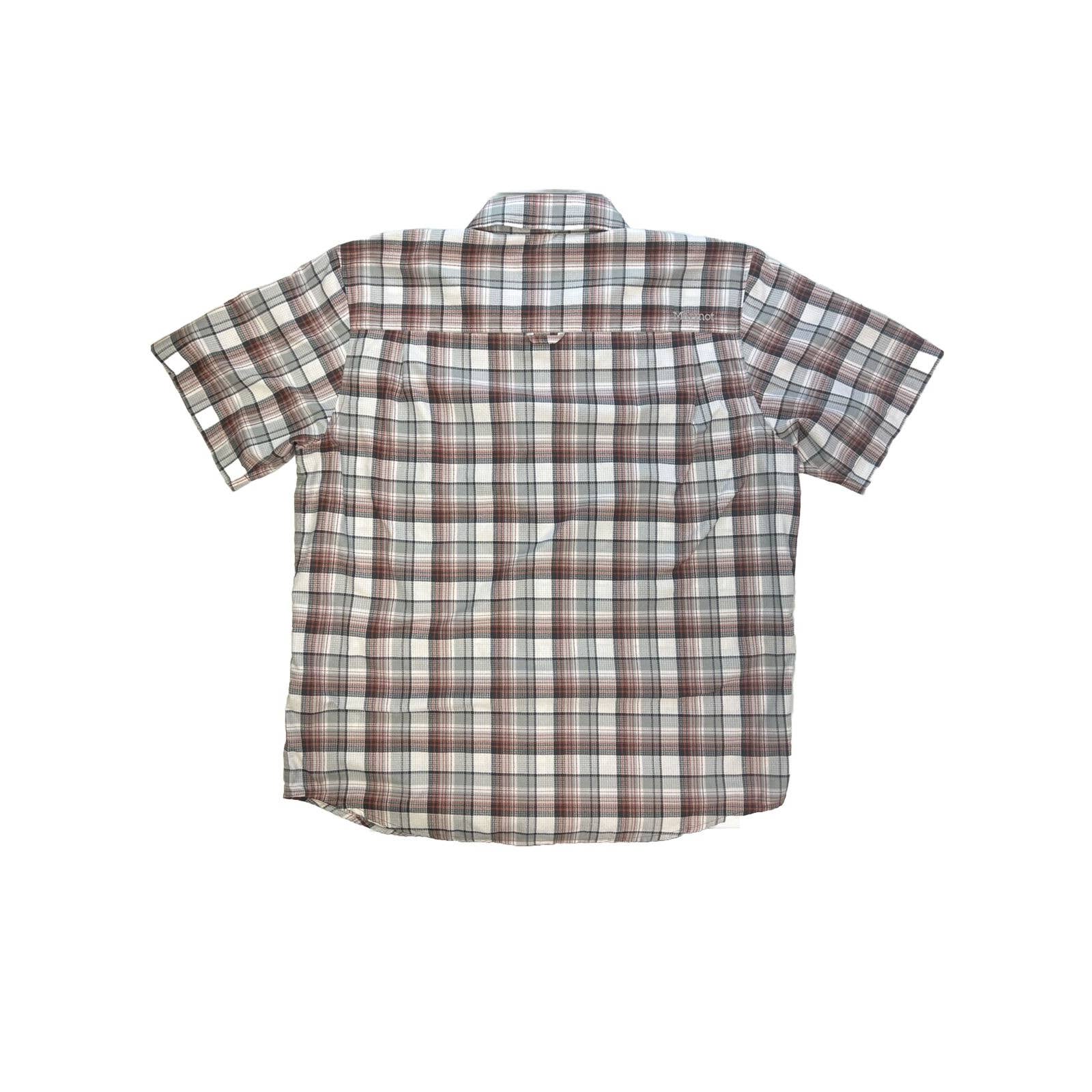 Marmot Syrocco Shirt Men’s Xl Short Sleeve Button Up Plaid Polyester Hiking UPF