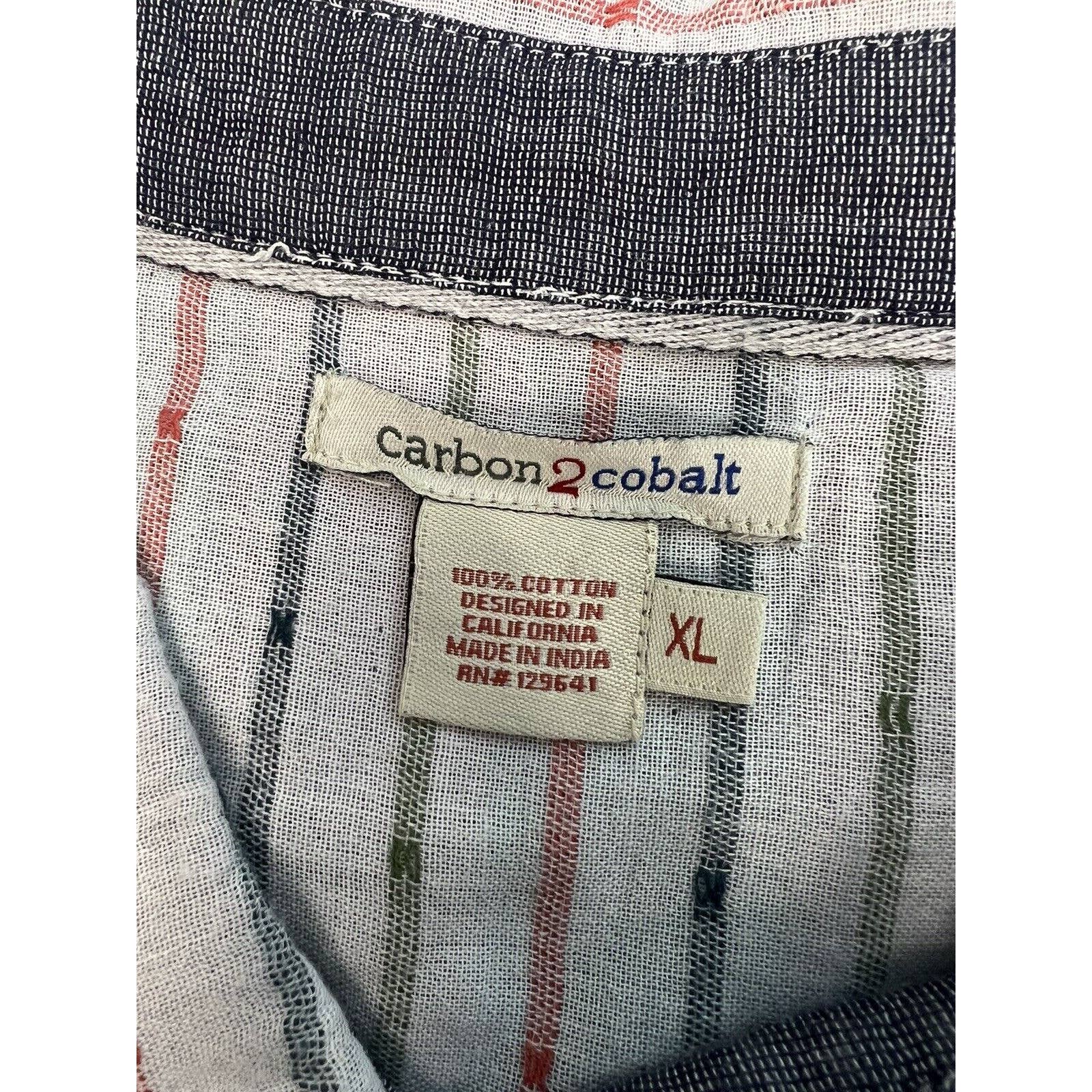 Carbon 2 Cobalt Button Up Shirts Mens XL Striped Cotton Short Sleeve Bundle Lot