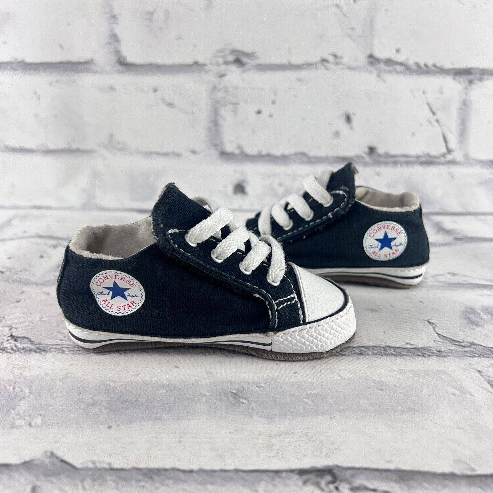 Converse Chuck Taylors All Star Black Cribster Infant Baby Size 3 Black & White