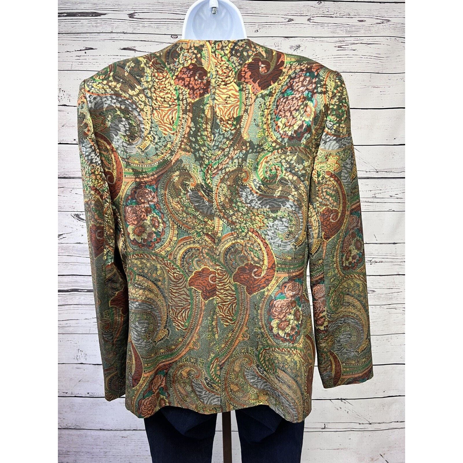 Carlisle Jacket Womens 14 Silk Wool Blend Floral Button Up Shimmer Lined Vintage