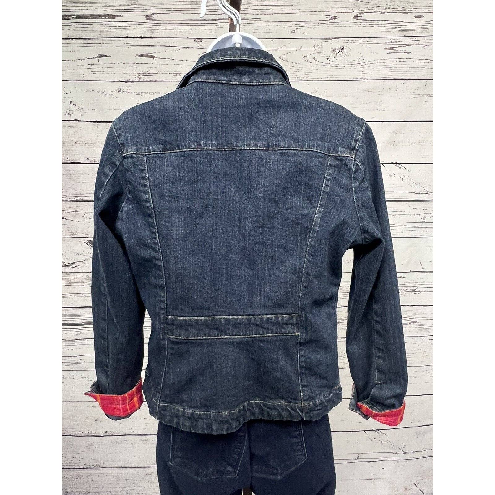 Eddie Bauer Denim Jeans Jacket Women’s Medium Trucker Style Flannel Lined