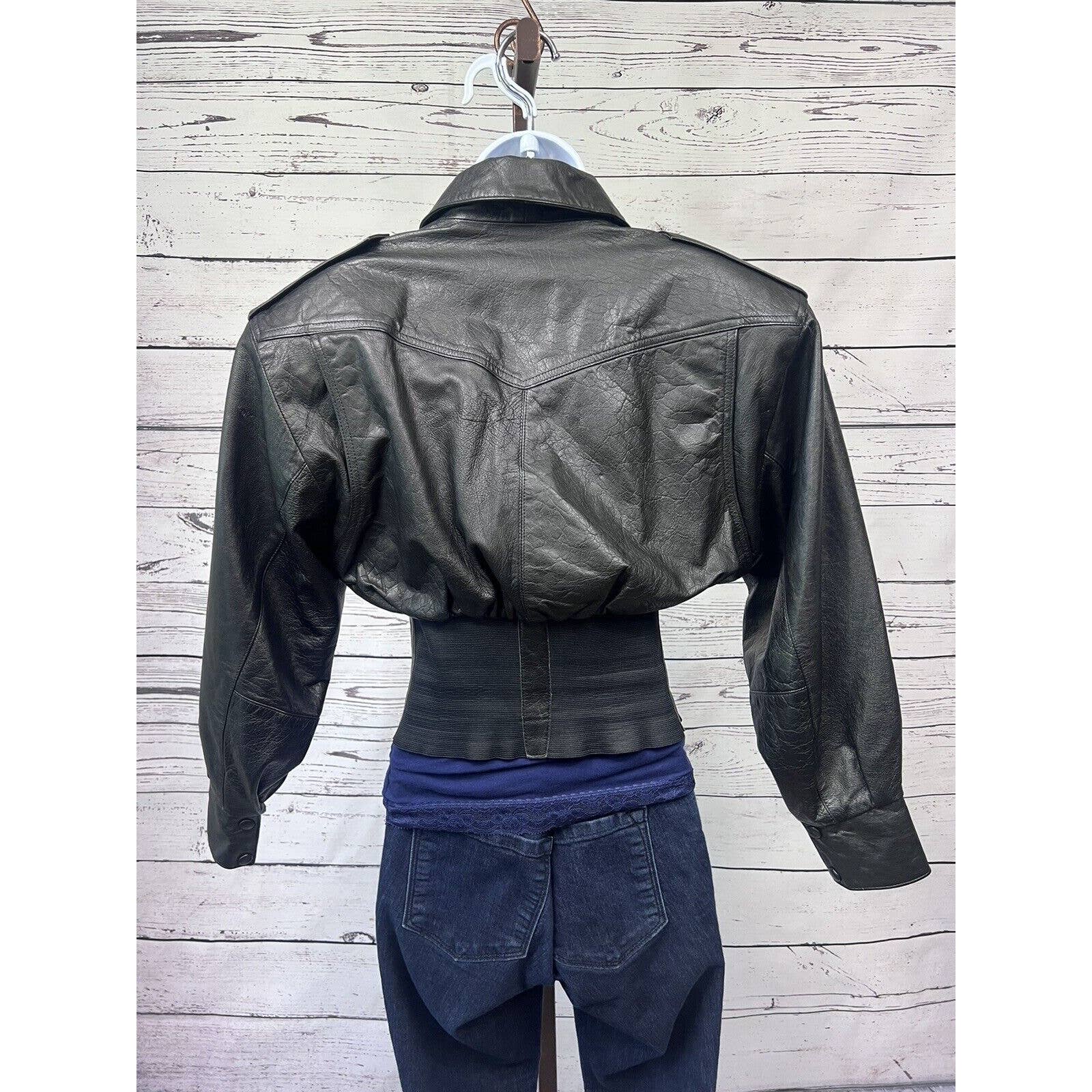 Vintage 80’s Handmade Italian Leather Moto Bike Jacket Women’s Medium Black