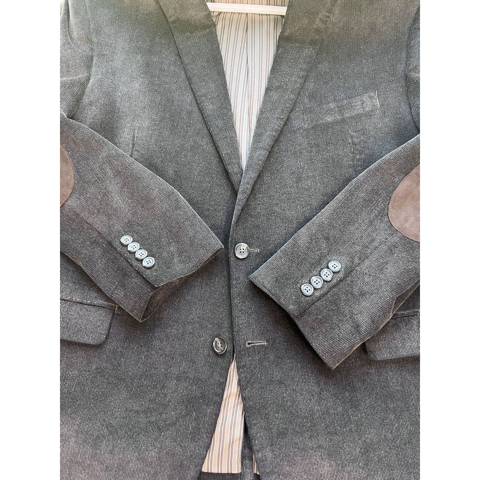 Chaps Canfield 2 Button Corduroy Sport Coat Men’s 48 R Classic Fit Gray / Brown