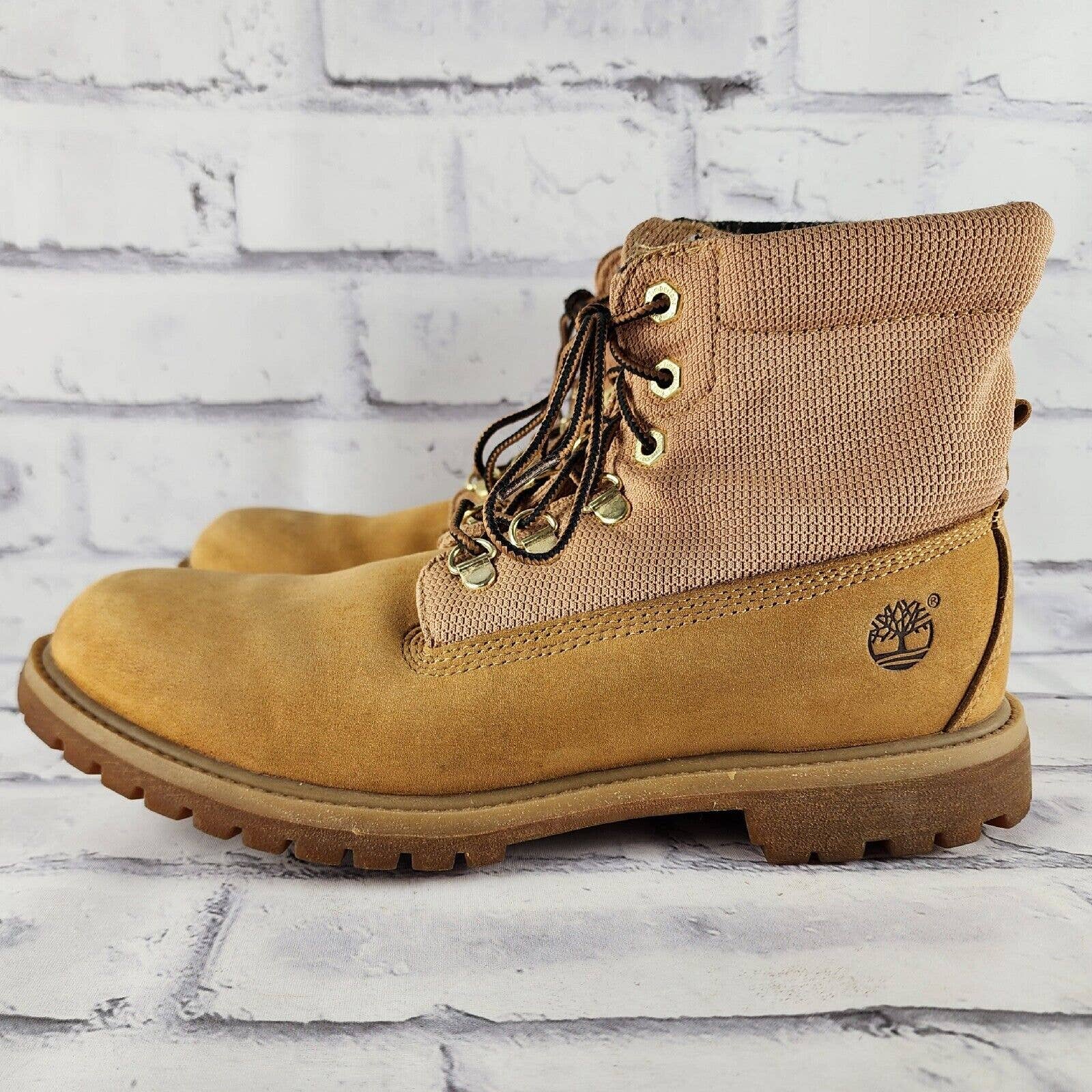 Timberland Roll Top Boots Women's Size 10 M Tan Leather With Paid Lining