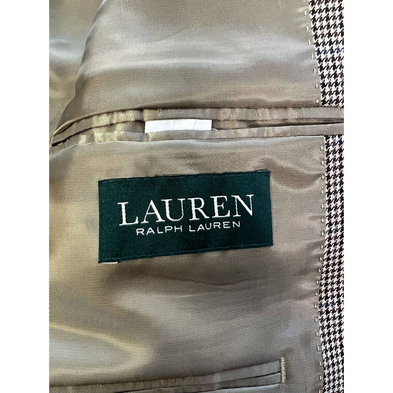 Ralph Lauren 2 Button Sport Coat Men’s 42L Brown Houndstooth Jacket Blazer