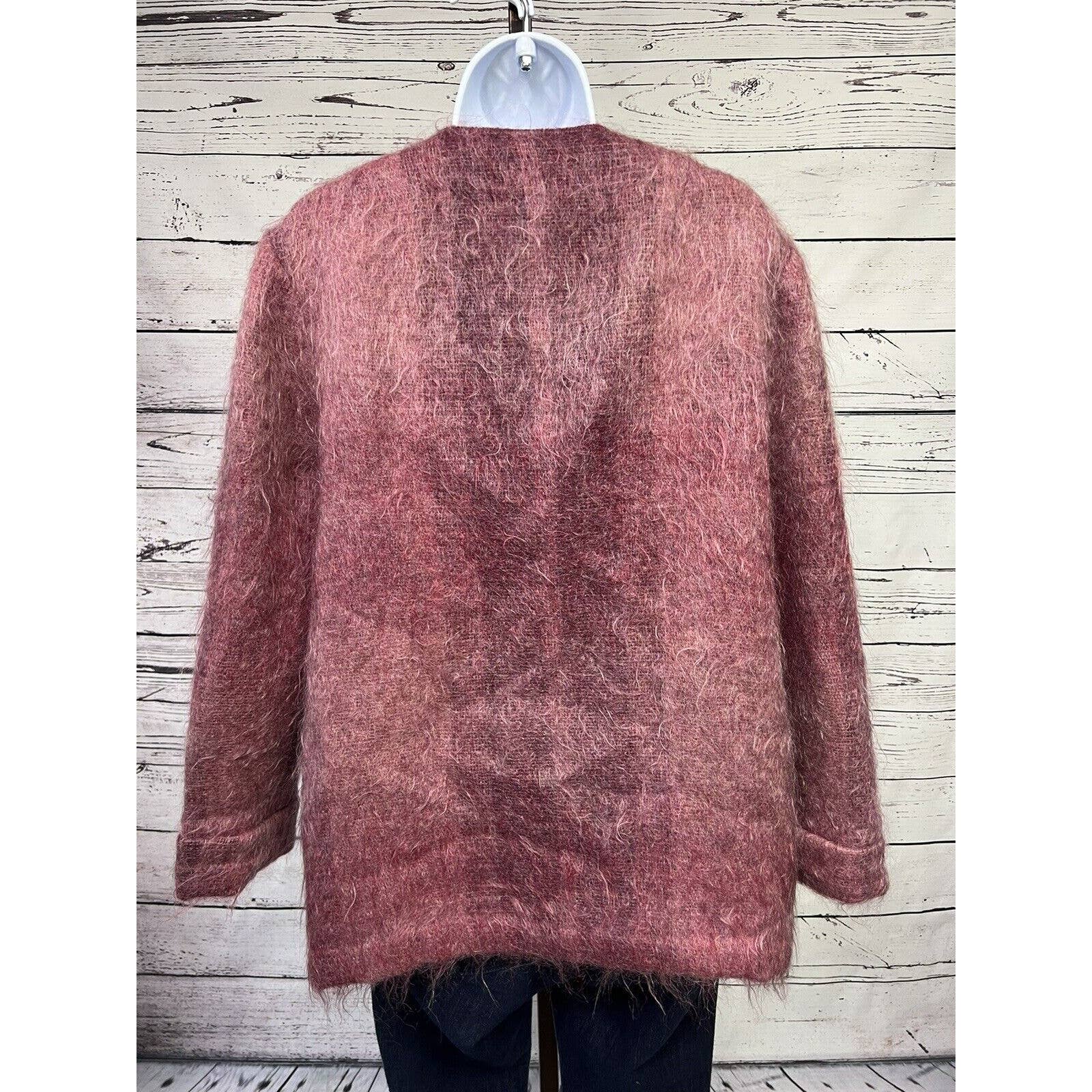 Andrew Stewart Open Front Jacket Women’s Medium Mohair Wool Blend Berry Color