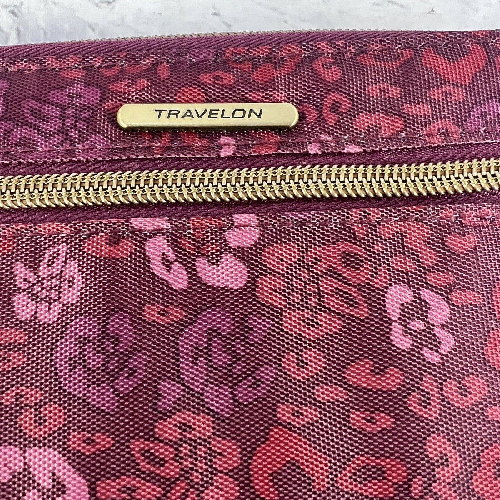 Travelon Wristlet Zip Around Maroon Floral Safe ID RFID Blocking Wallet Clutch