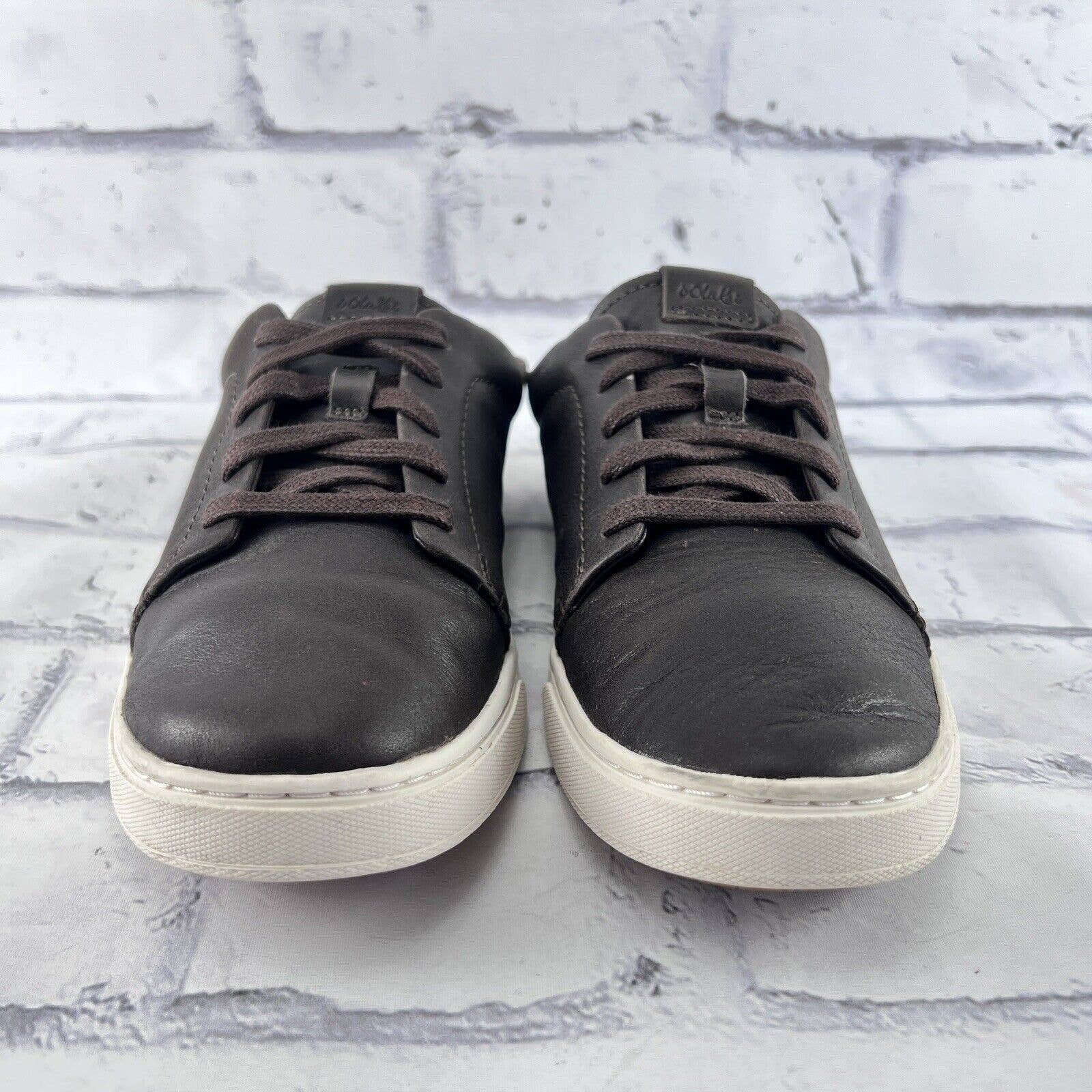 OLUKAI Pehuea Li 'ILI Leather Sneakers Womens Shoes Size 7 Slip On Brown Lace Up