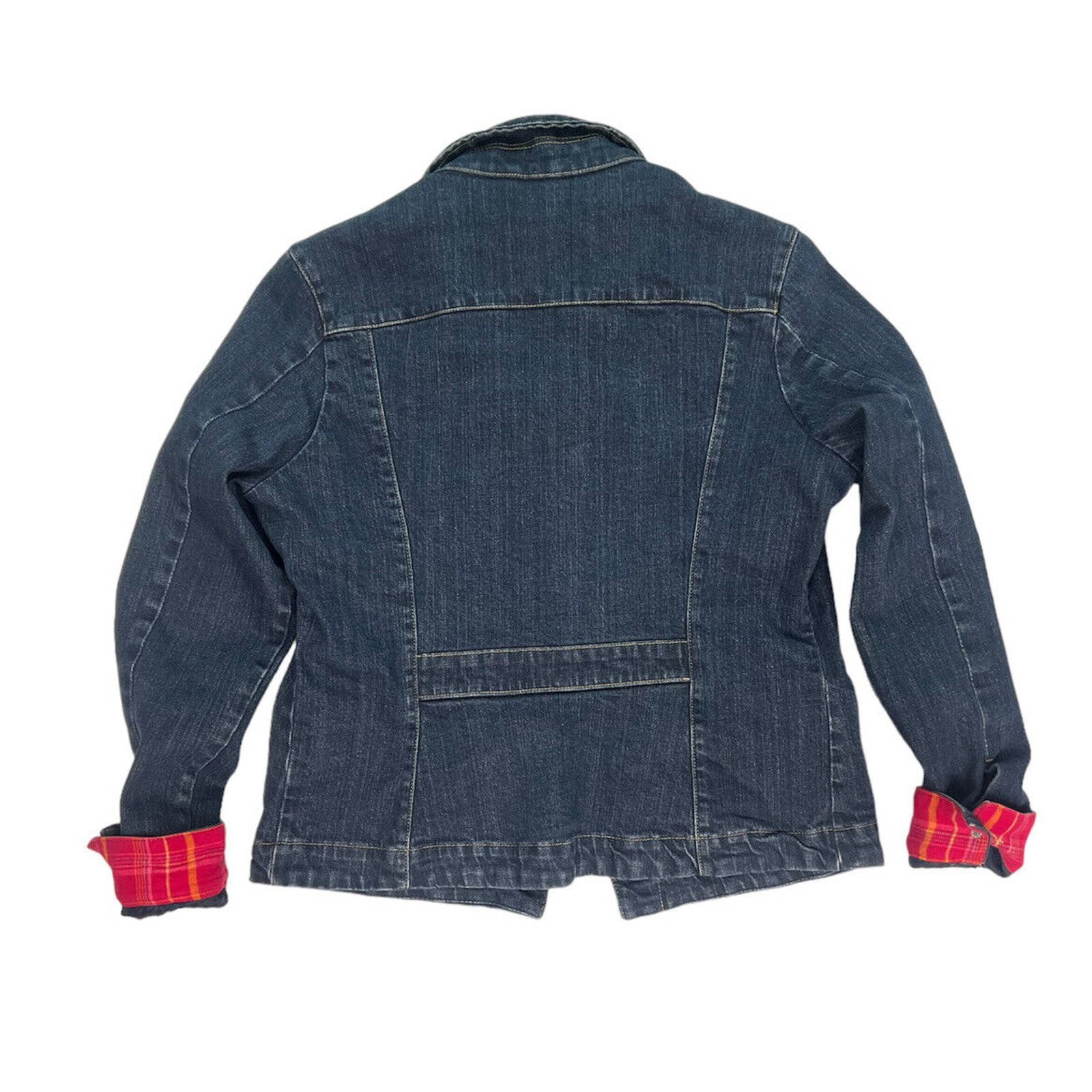 Eddie Bauer Denim Jeans Jacket Women’s Medium Trucker Style Flannel Lined
