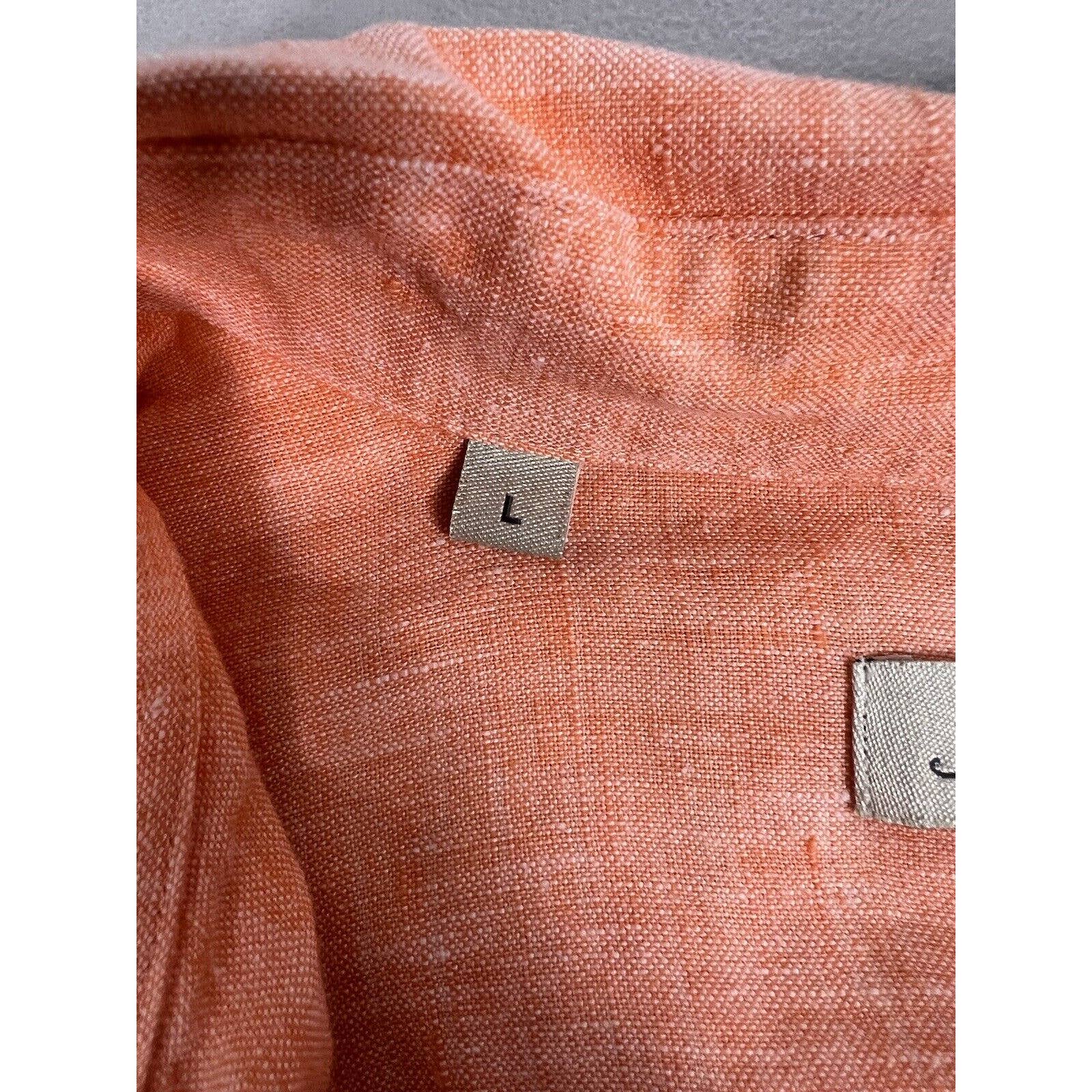 Peter Millar Linen Button Up Shirt Mens Large Long Sleeve Pastel Orange Relaxed