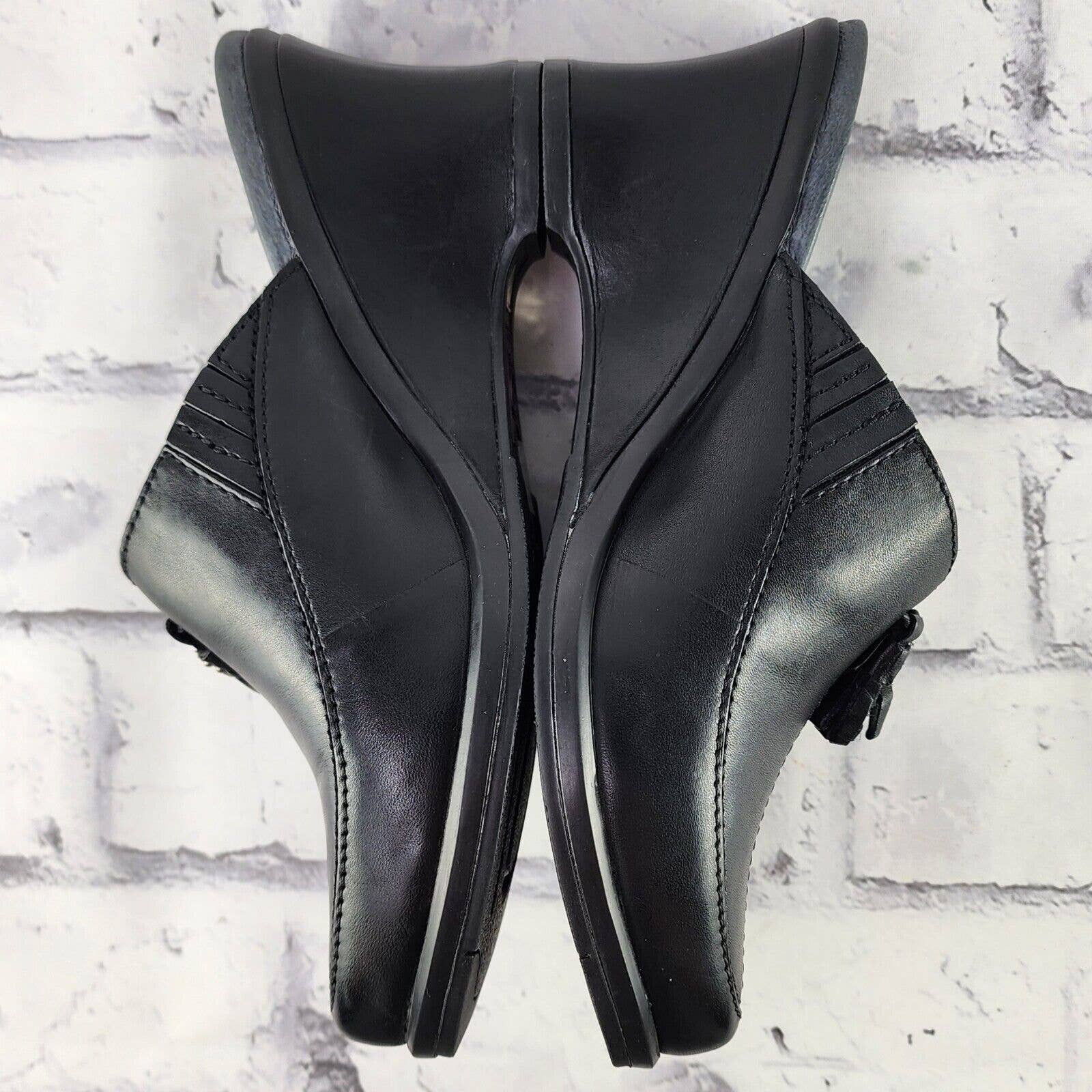 Ariat Tassel Wedge Mules Women's Size 6.5 B Black Leather Casual Slip On Heels