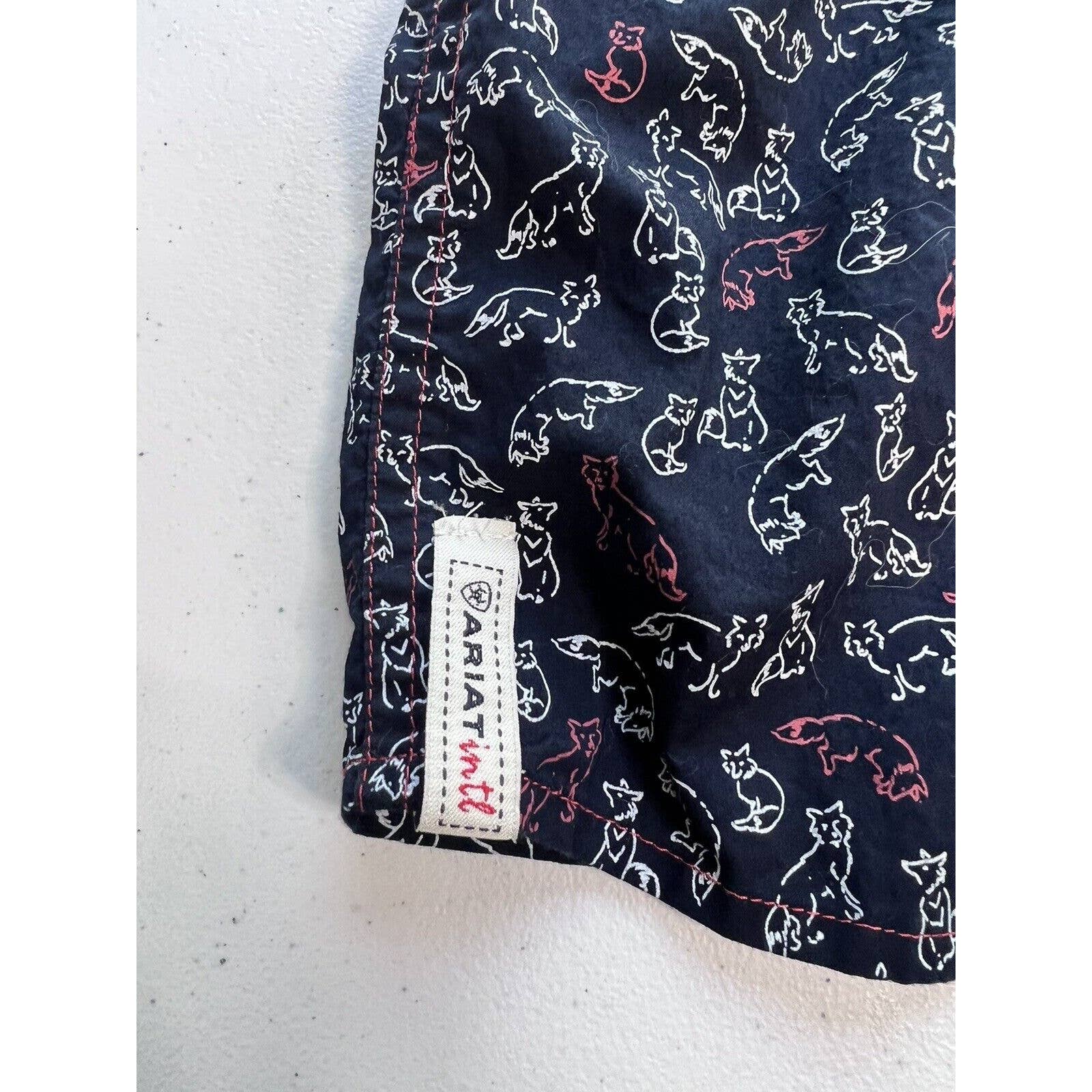 Ariat Foxy Button Up Shirt Women’s Medium Top Long Sleeves Navy Blue Cotton