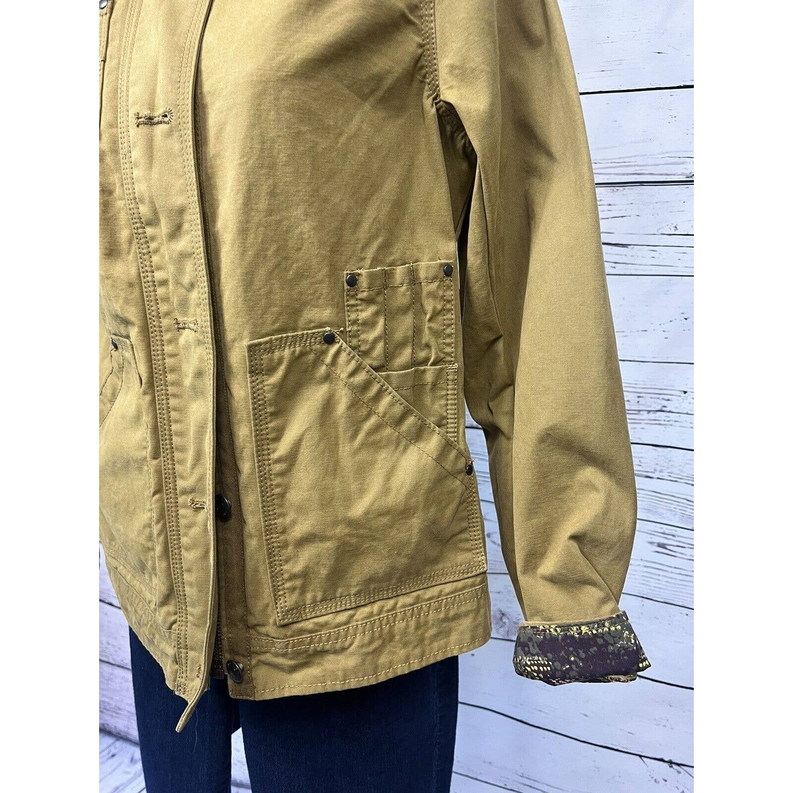 Eddie Bauer Workwear Jacket Women’s Small Waxed Cotton Canvas Chore Coat Bronze