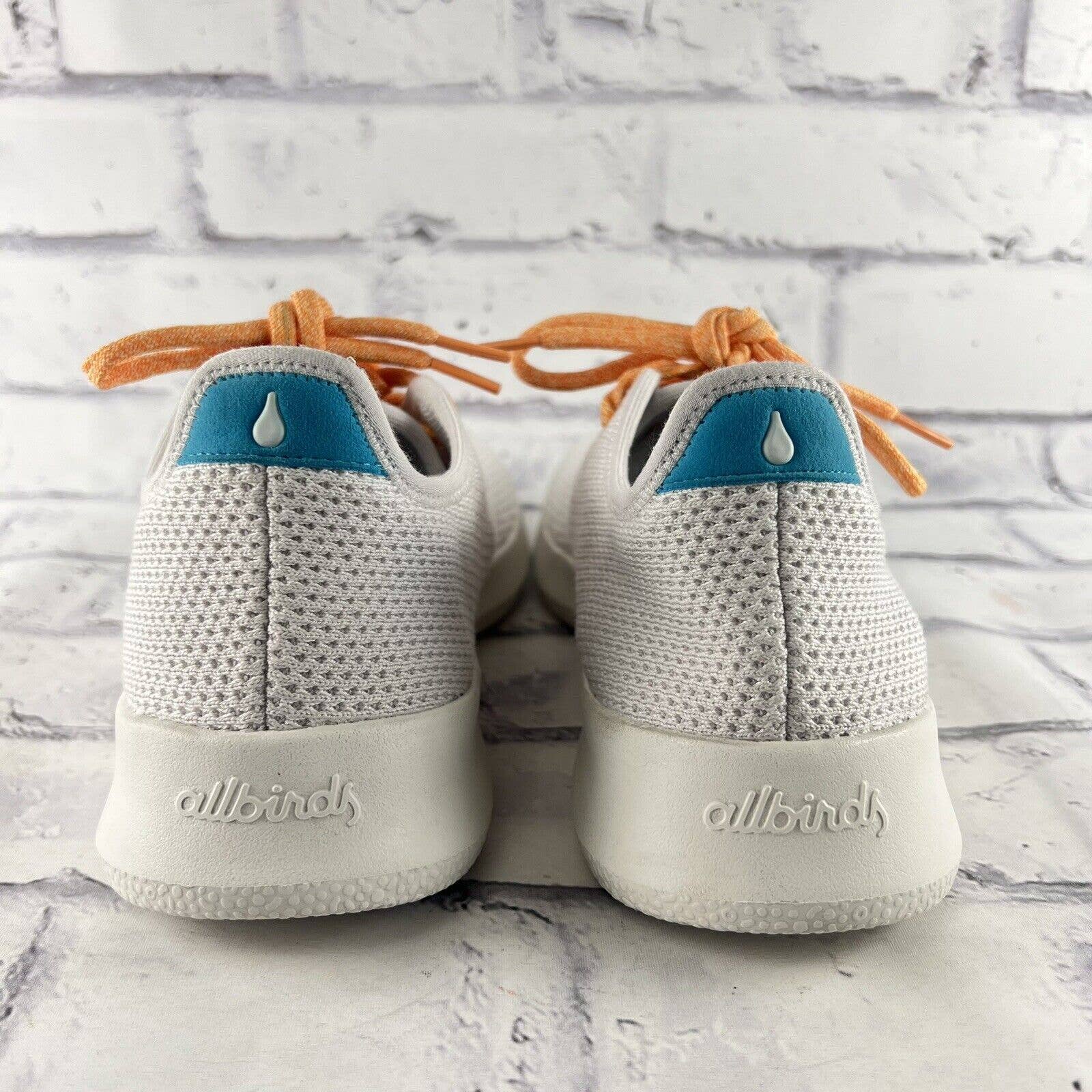 Allbirds Tree Runners Running Shoes Women's 9 White Sneakers Orange Laces