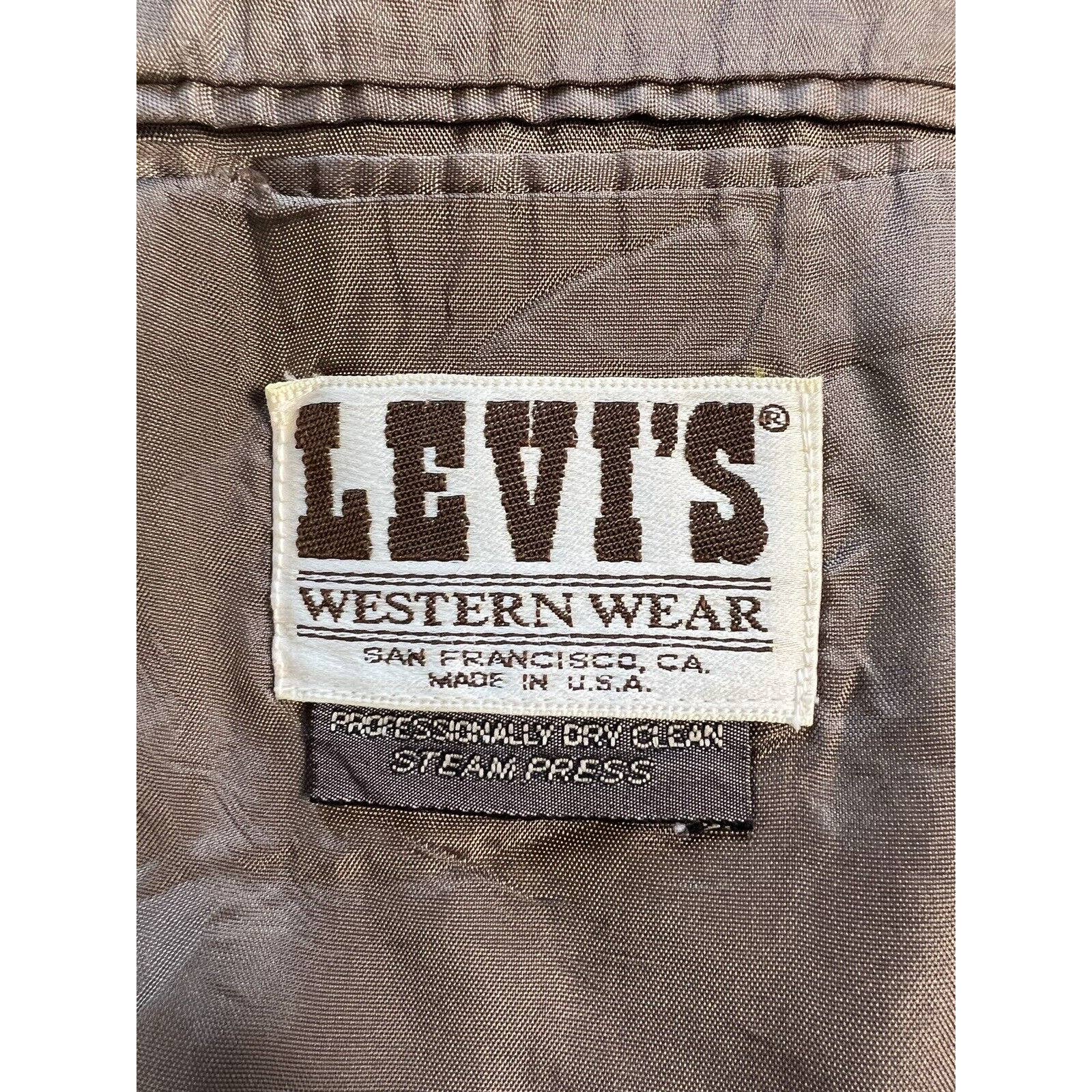 Levis Western Wear 2 Button Blazer Men’s 44R Tan Vintage 70’s Polyester