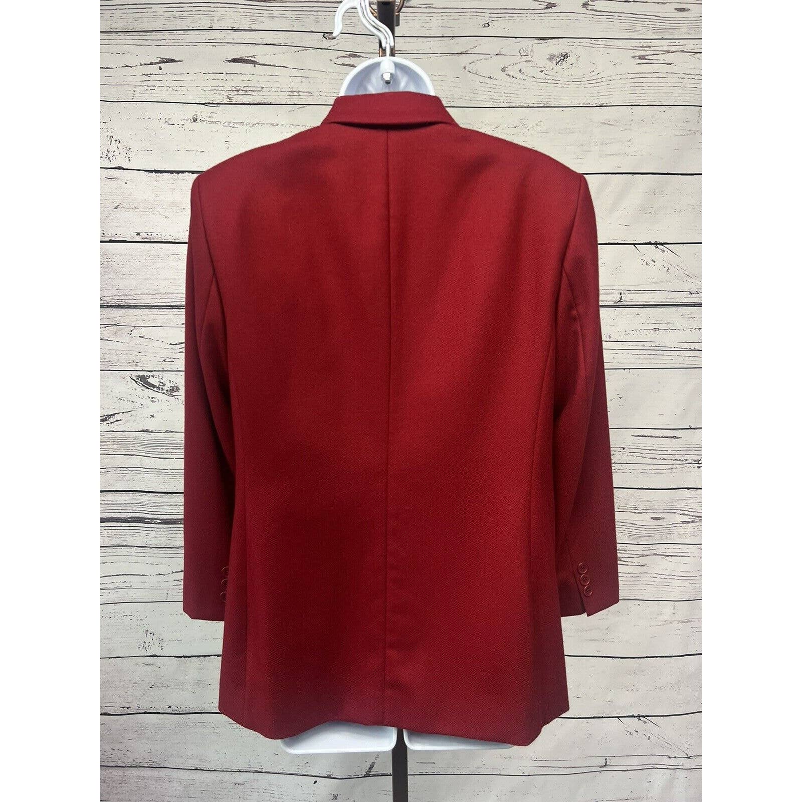 Pendleton One Button Blazer Women's Size 8 Petite 100% Wool Red Classic
