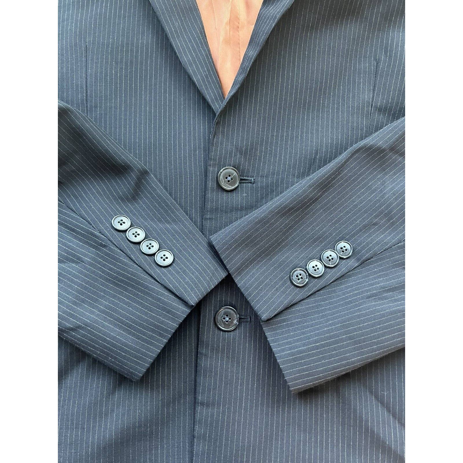JOS. A. BANK 2 Button Blazer Men’s 42L Slim Fit Wool Navy Blue Striped Jacket