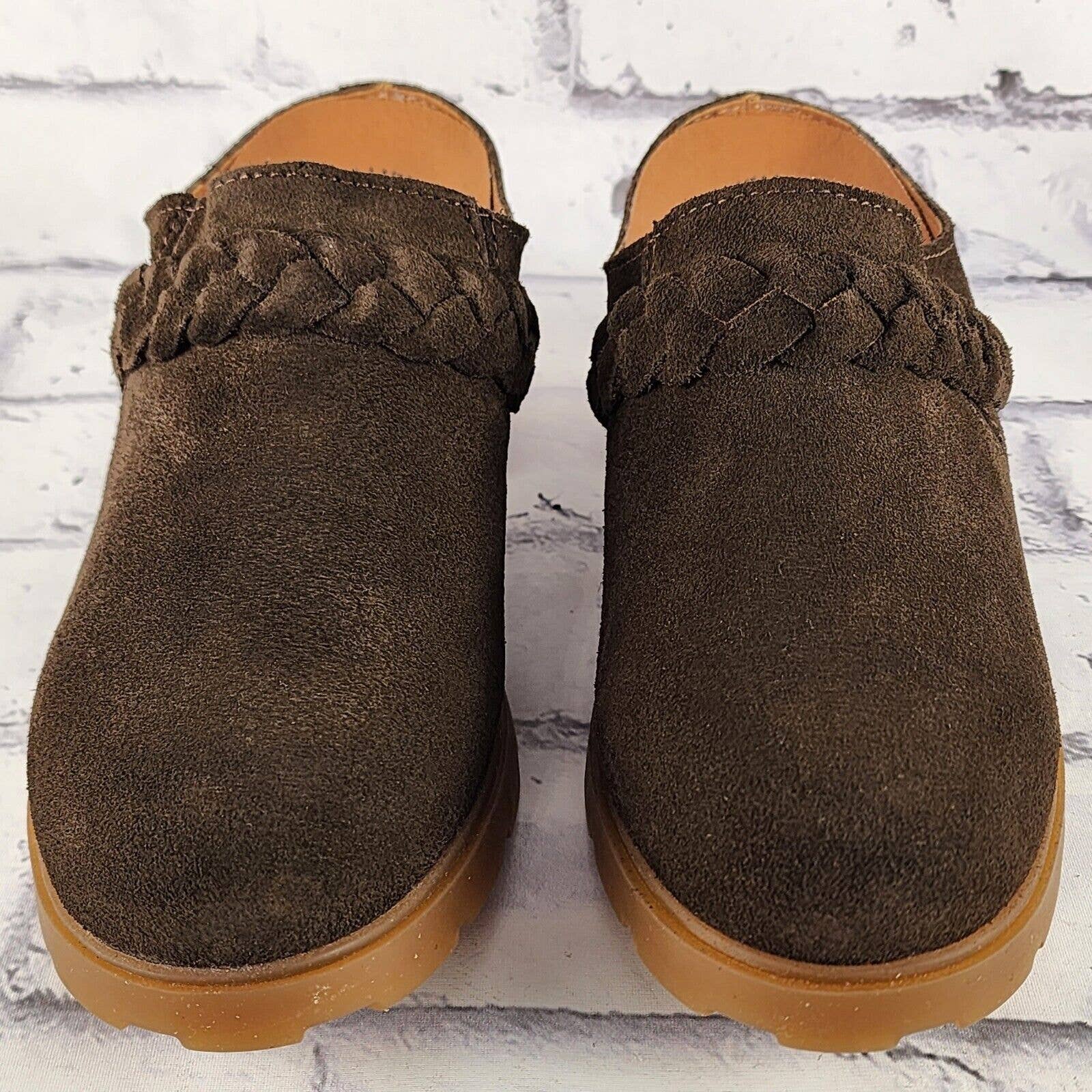 OTBT West Heeled Mules Women's Size 6 M Brown Water Resistant Suede Casual Shoes