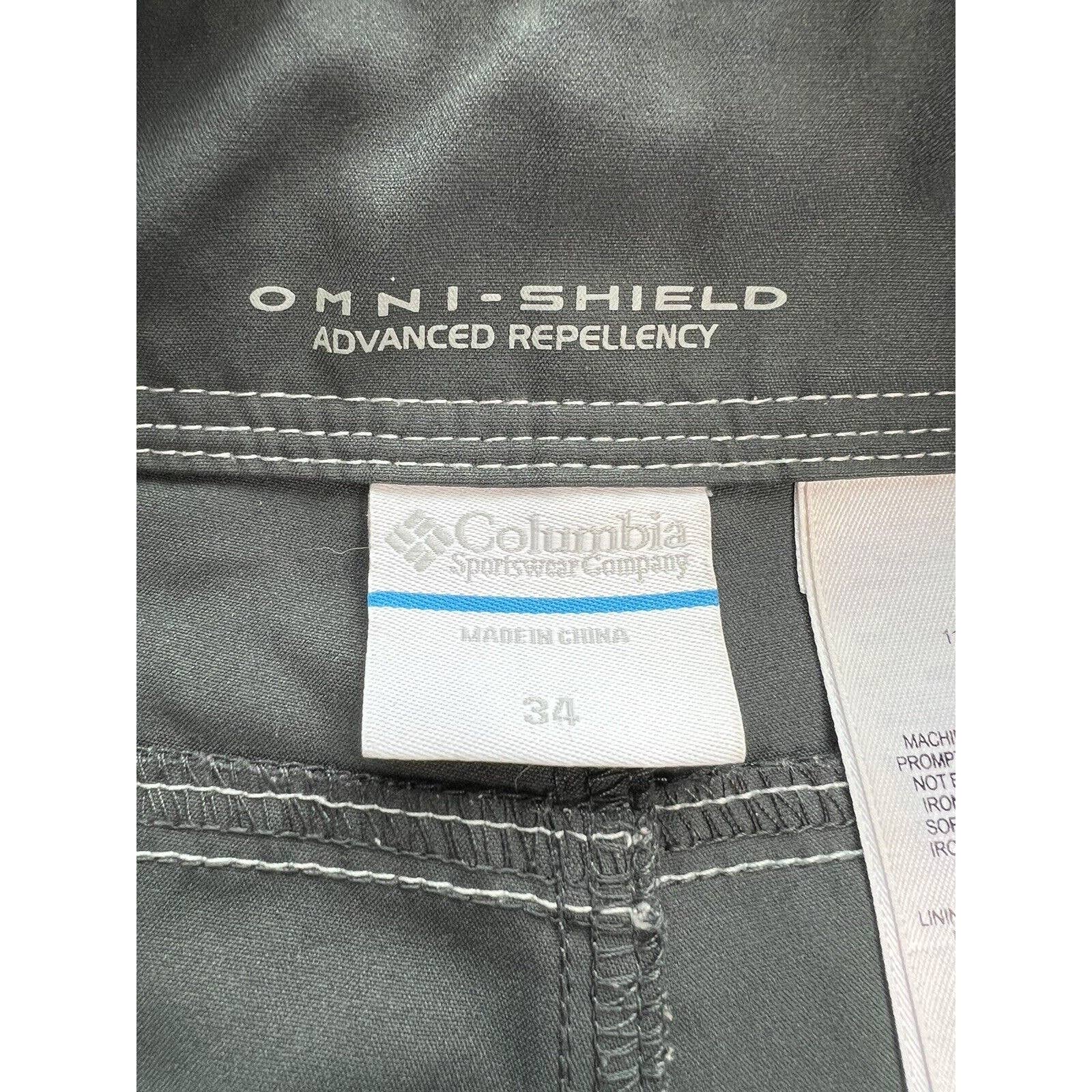Columbia Omni Shield Board Shorts Mens 34 Gray Swim Sun Protection Cargo Pocket
