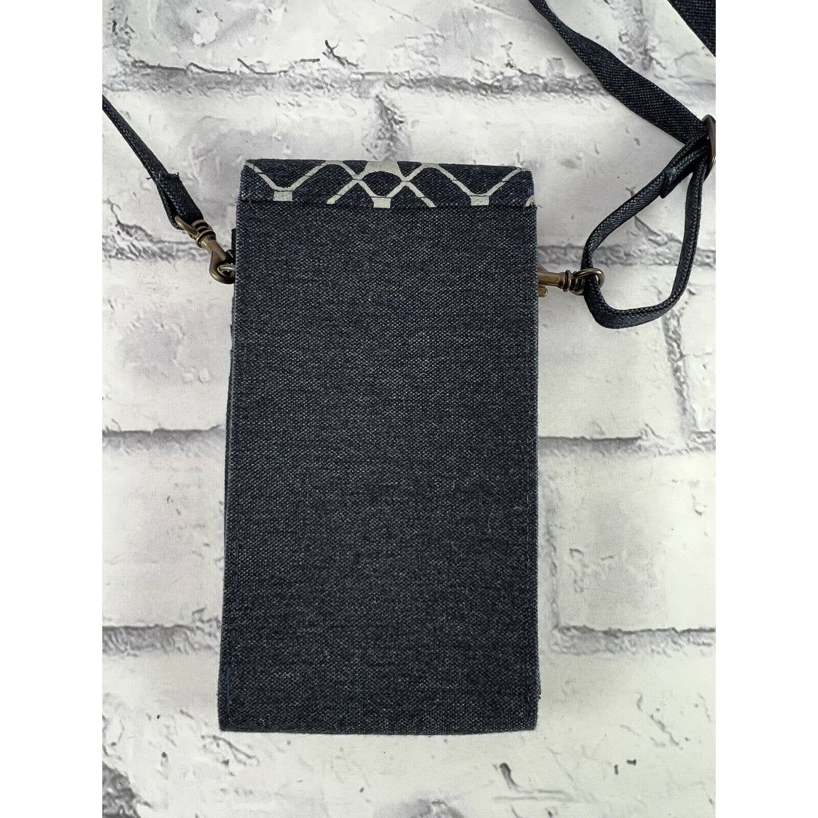 Malia Designs Crossbody Bag Fair Trade Cotton Canvas Magnetic Closure Blue Denim