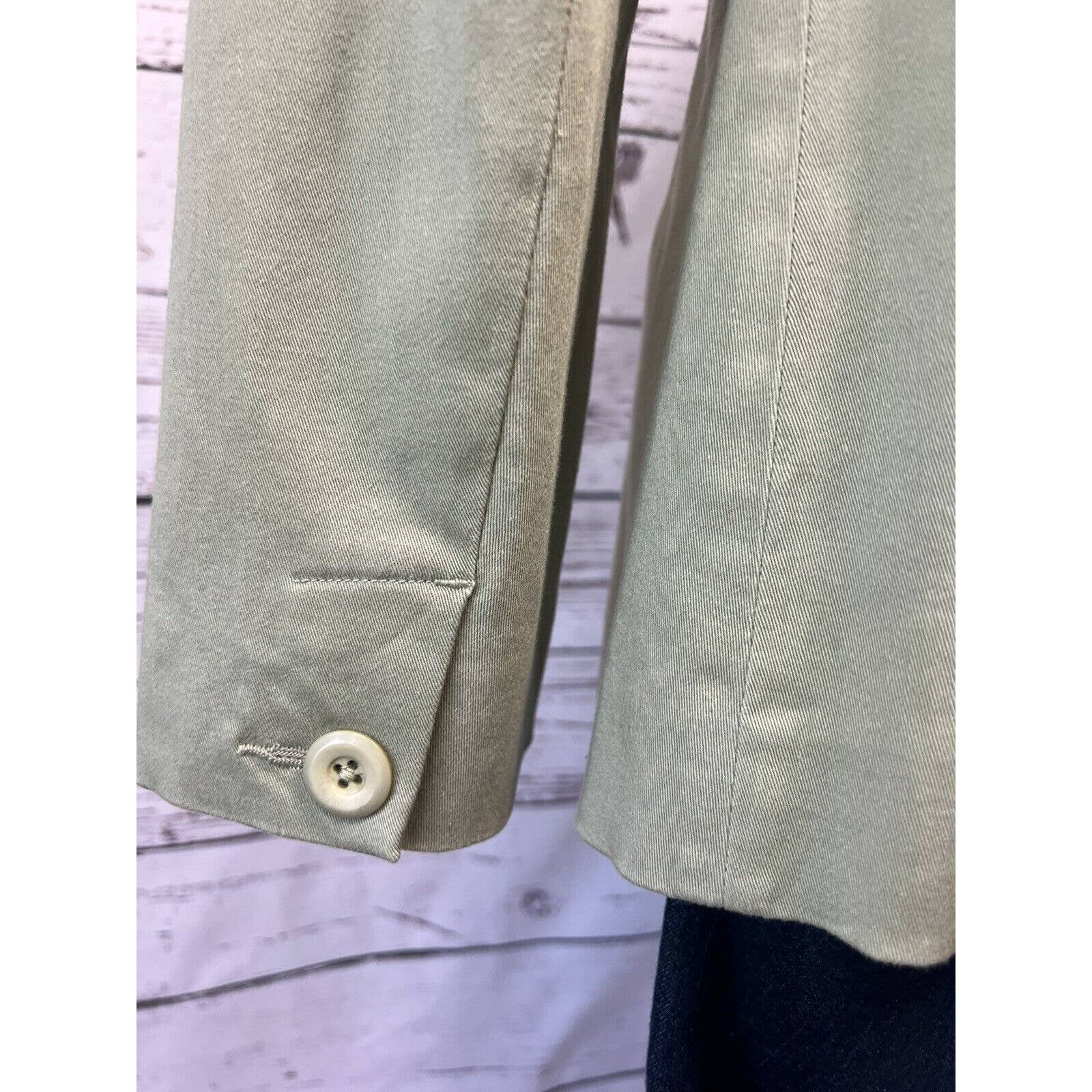LL Bean 3 Button Blazer Women’s Size 8 Pale Green Cotton Lycra Casual Jacket