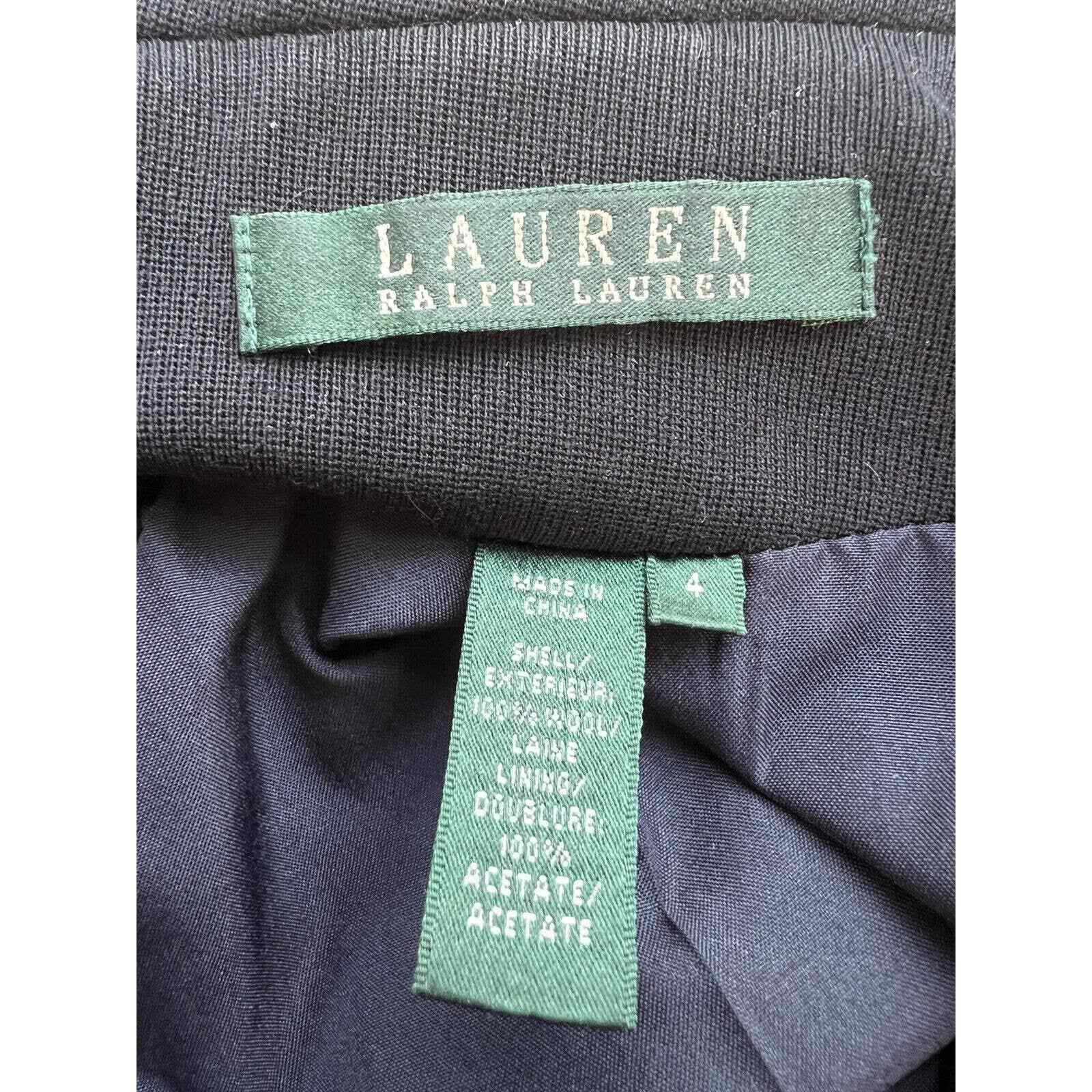 Lauren Ralph Lauren Blazer Women’s Size 4 100% Wool Black Gold Buttons