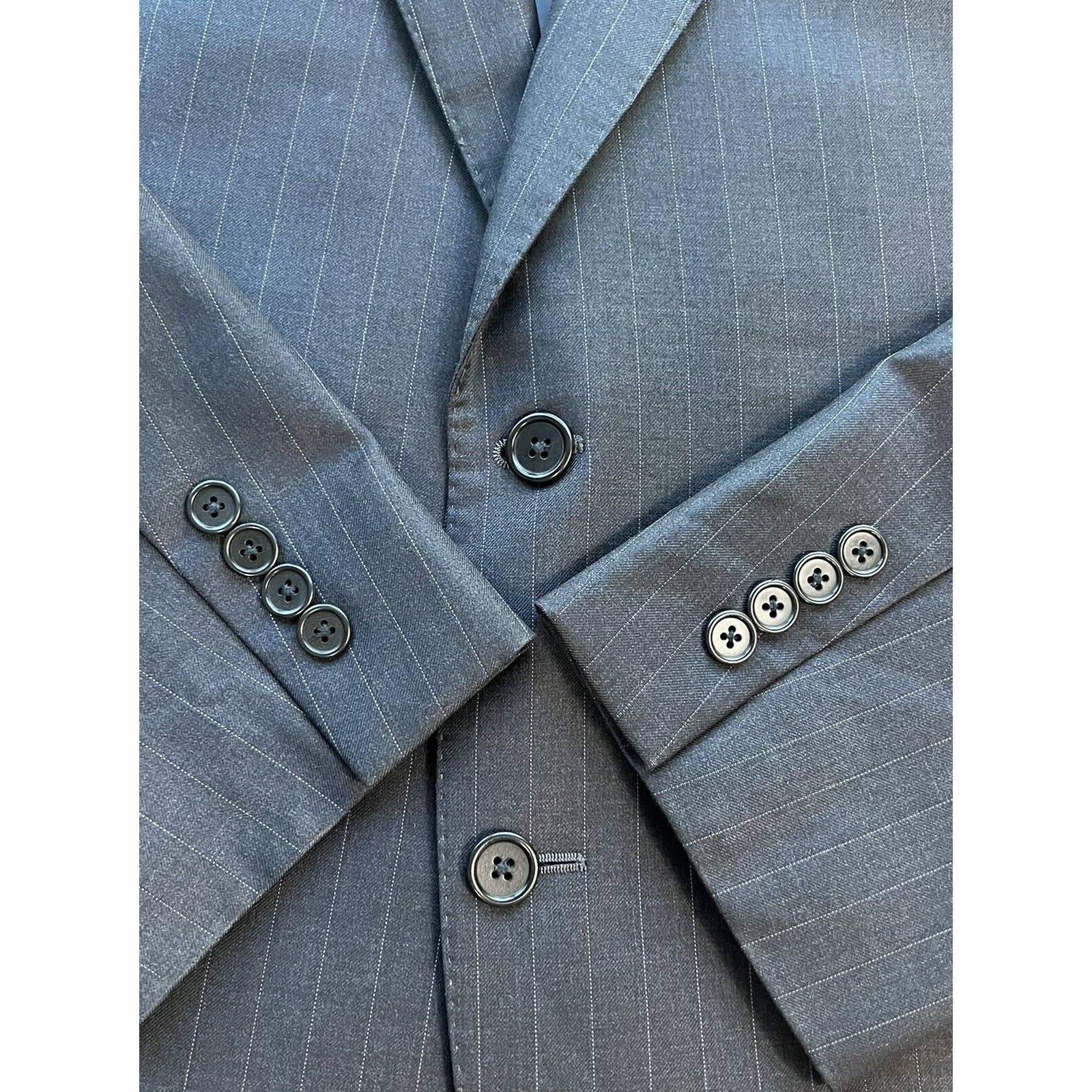 Jos A Bank Signature Gold 2 Button Suit Jacket Men’s 43R Wool Black Pinstripe