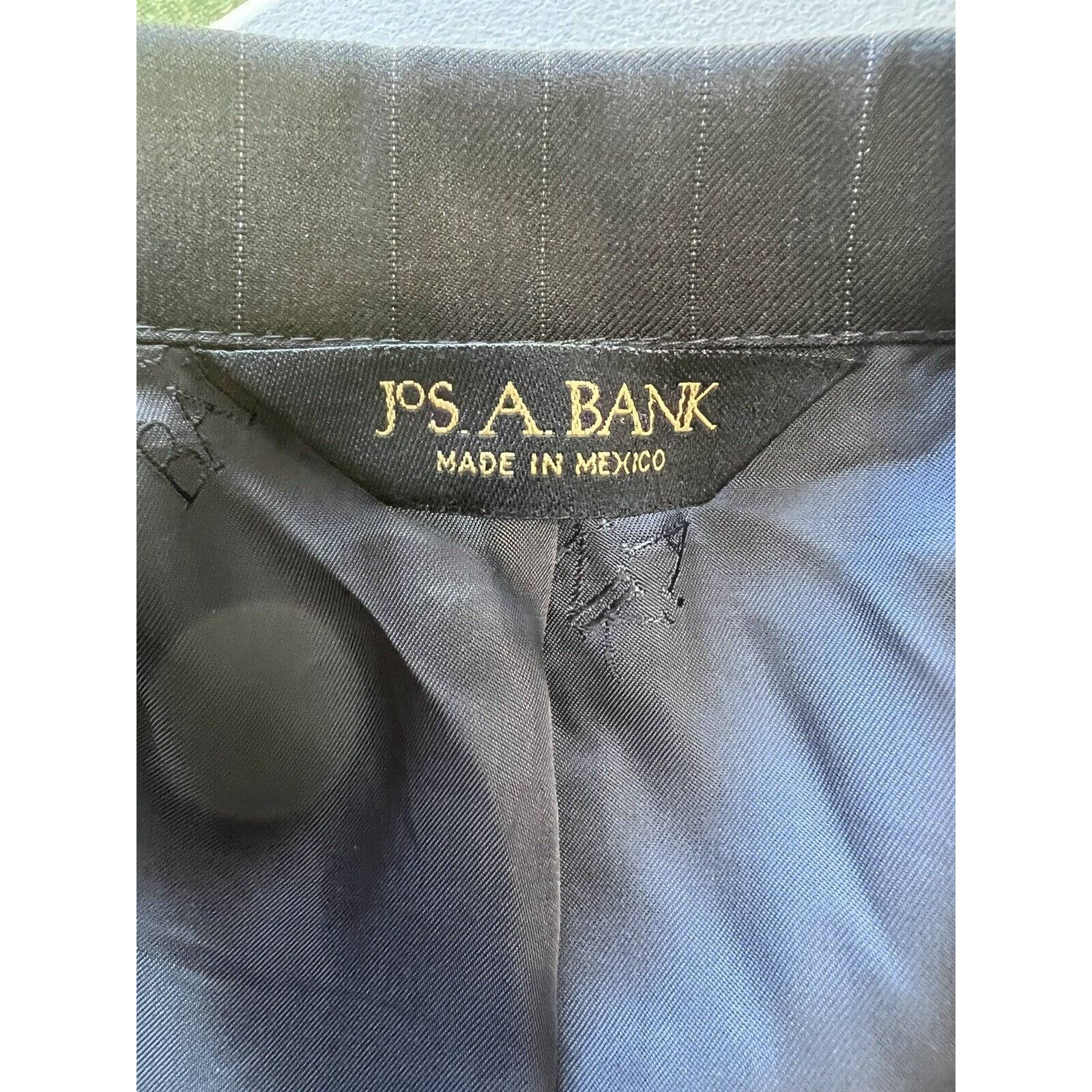 Jos A Bank Signature Gold 2 Button Suit Jacket Men’s 43R Wool Black Pinstripe