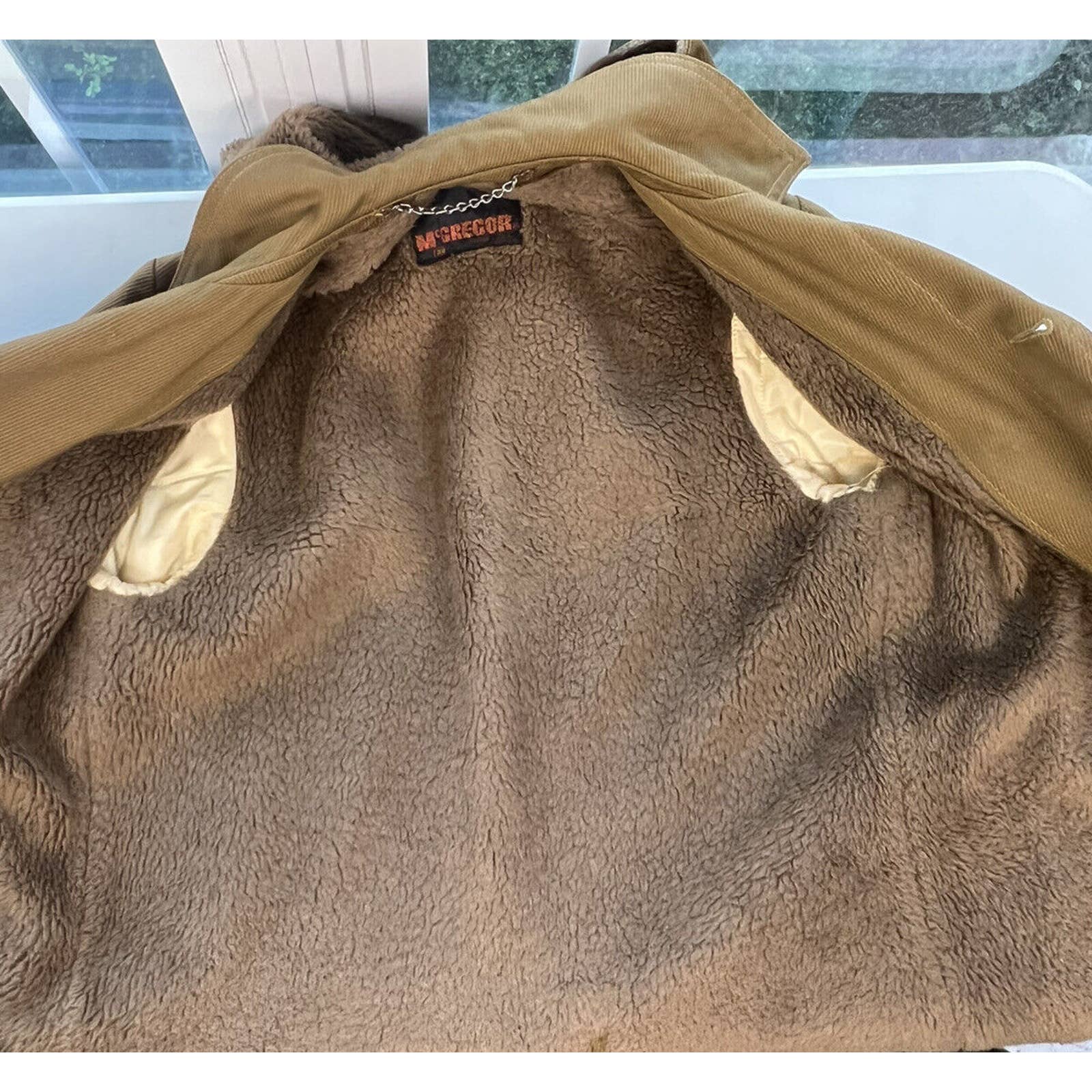 McGregor Sherpa Lined Overcoat Men’s 38 Vintage Jacket Removable Hood Brown