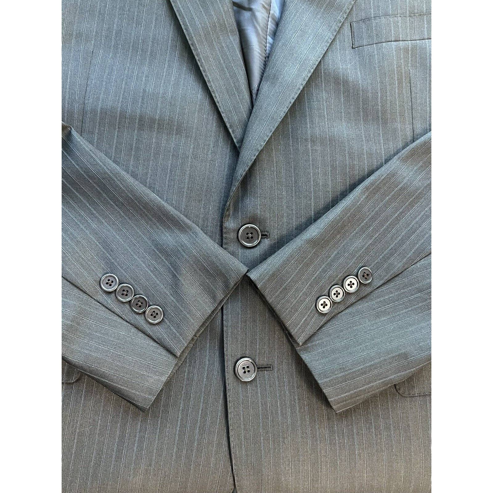 Jos A Bank Signature Gold 2 Button Suit Jacket Men’s 43R Wool Brown Pinstripe