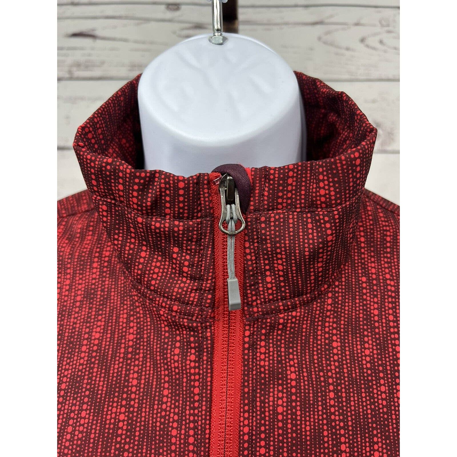 Eddie Bauer Soft Shell Jacket Women’s Small Red Black Fleece Lined Windbreaker