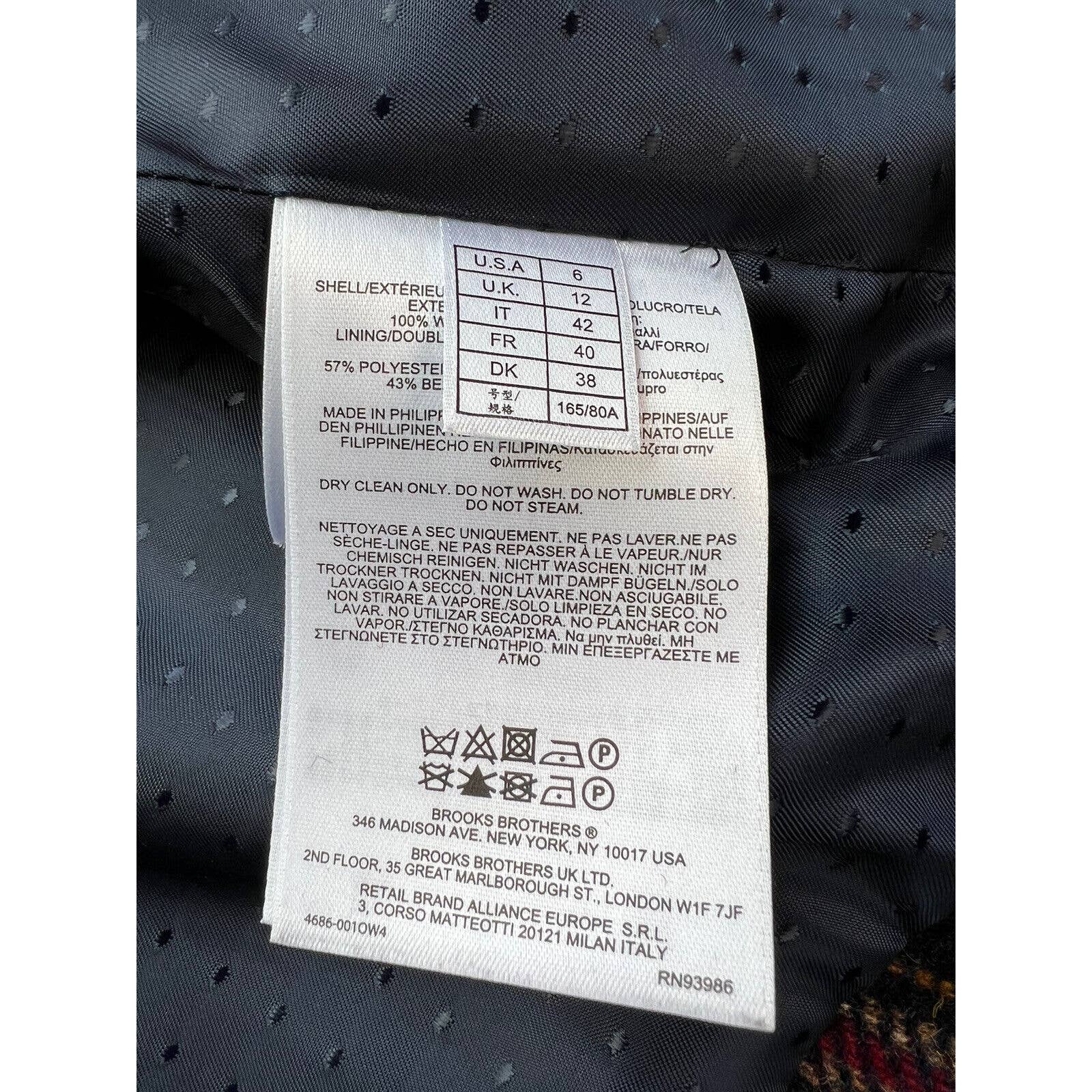 Brooks Brothers Asymmetric Blazer Women’s 6 Tartan Plaid Zippered Jacket Wool