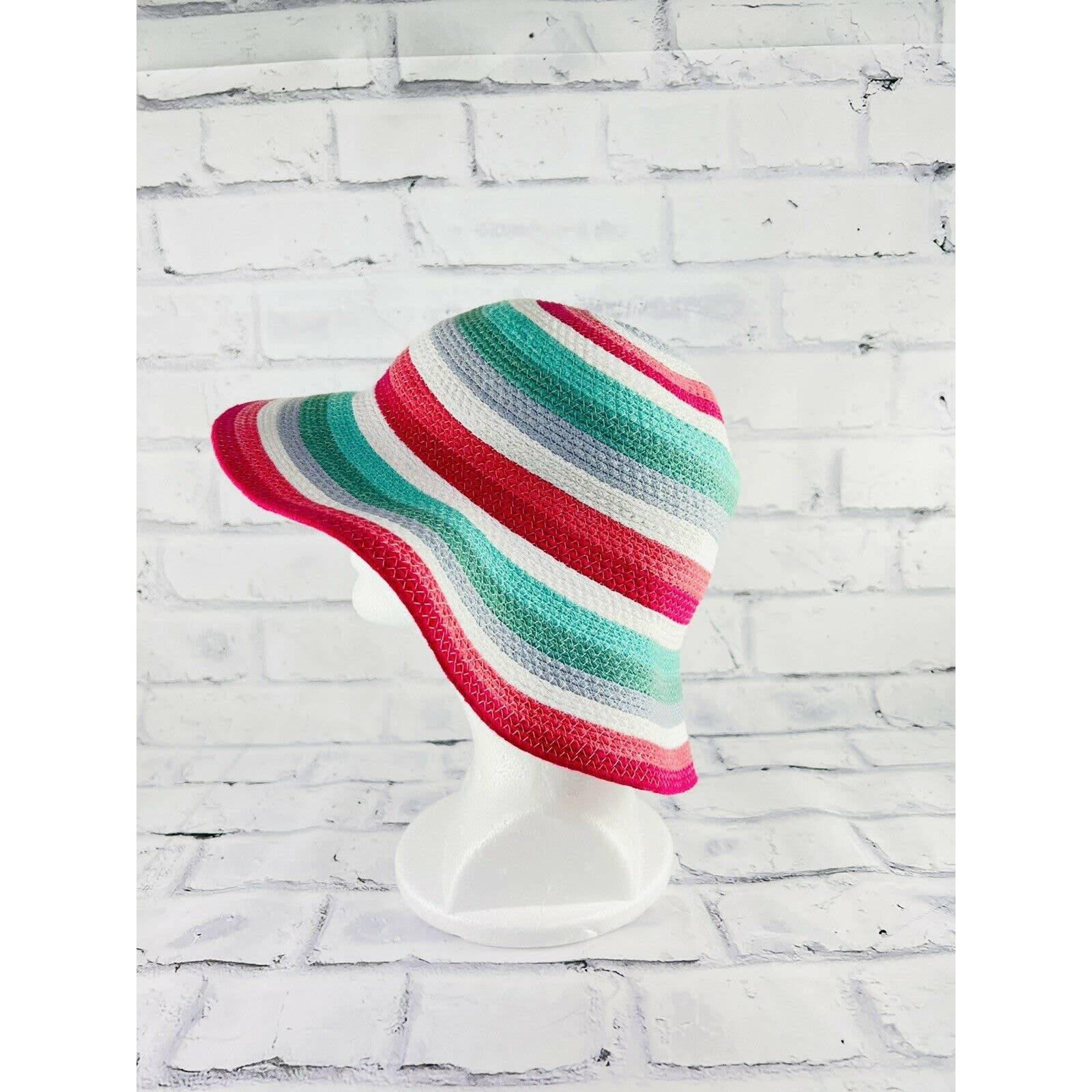 Jaclyn Smith Floppy Hat Women’s One Size Beach Summer Colorful Stripes Packable